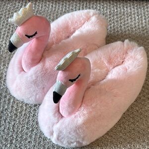 GAP Kids Pink Flamingo Plush Slippers